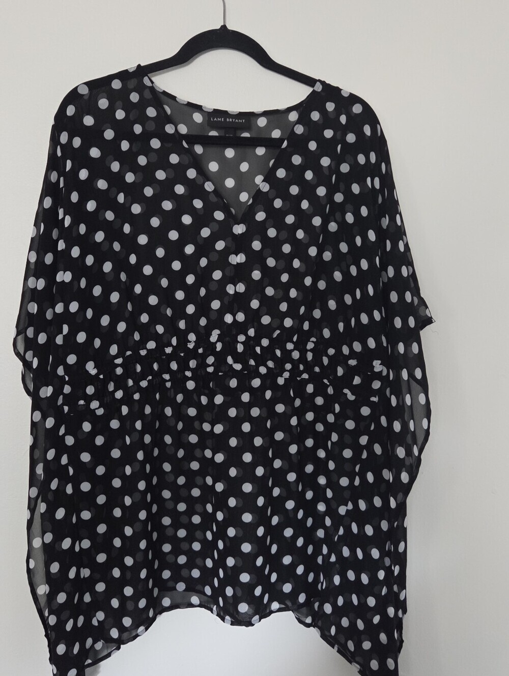 Lane Bryant Black White Polka Dot Tunic Cover Up Sheer 18/20